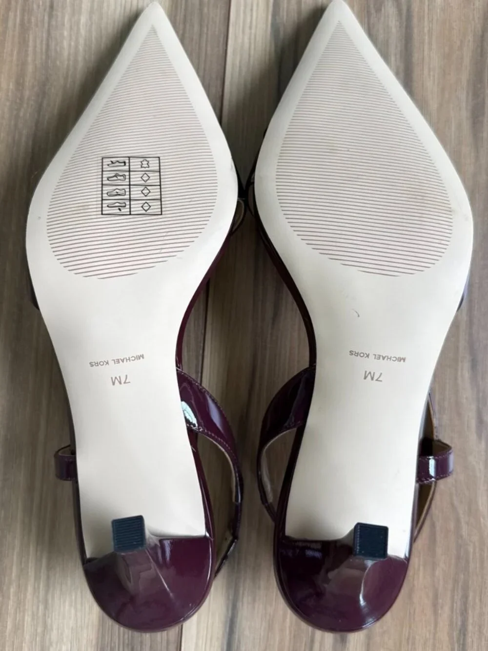 Michael Kors Jaida Slingback Pumps 7M Oxblood Patent Leather Pointed Toe - Picture 4 of 7